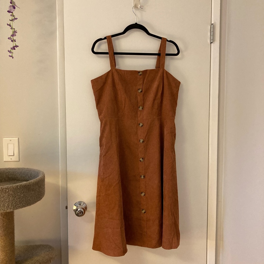 Muted Orange Button Detail Dress